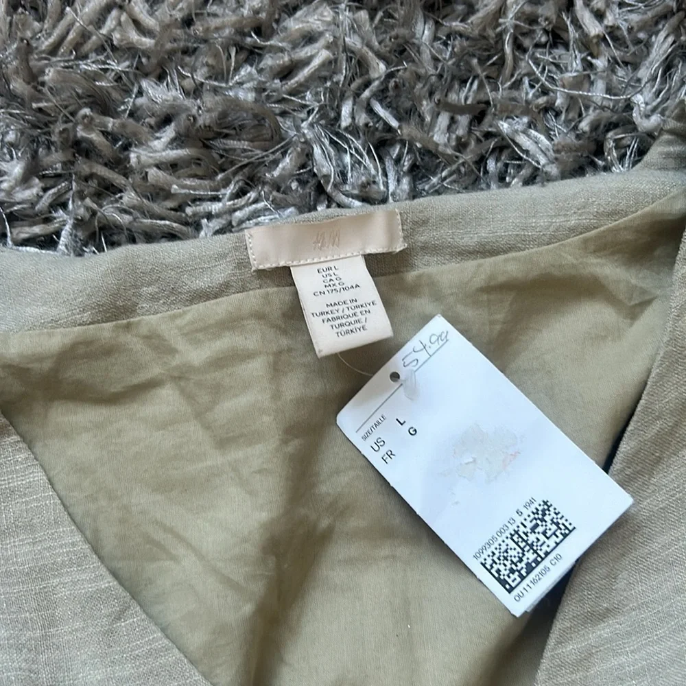 NWT H&M Creme LS‎ Linen Like Material Size Large - Picture 4 of 7